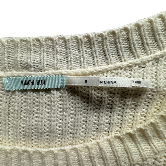 Kimchi Blue Urban Outfitters Babydoll Knit Sweater Womens S Cream Pleated Peplum - Picture 4 of 7